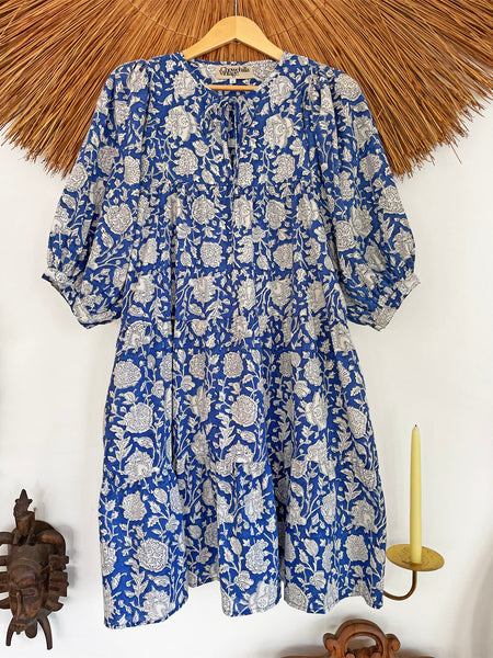 Chowchilla Vintage ARKIE Dress (Midi) • "Cobalt Vine" • NEW LENGTH