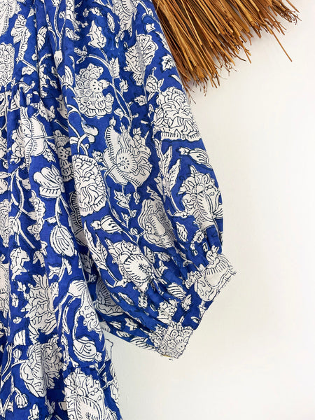 Chowchilla Vintage ARKIE Dress (Midi) • "Cobalt Vine" • NEW LENGTH