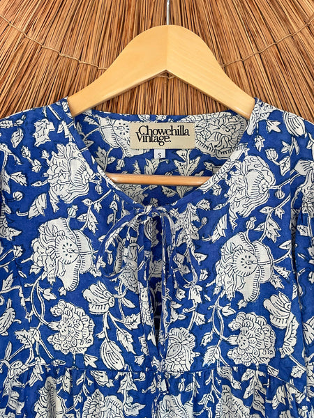 Chowchilla Vintage ARKIE Dress (Midi) • "Cobalt Vine" • NEW LENGTH