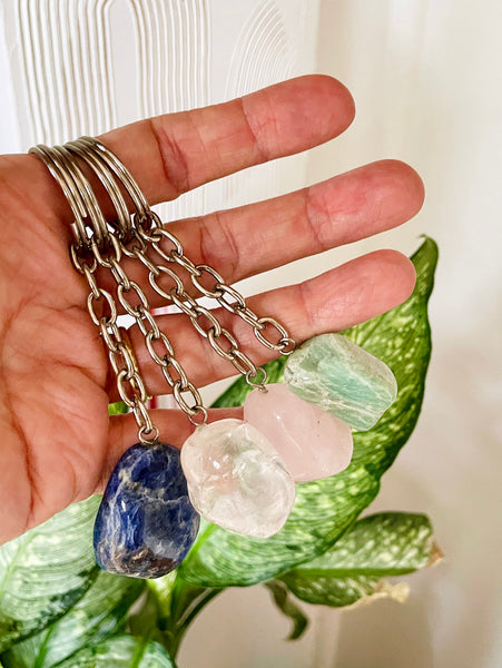 Tumbled Crystal Key Ring (Clear Quartz)