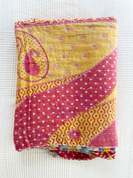 Vintage Indian Lightweight Kantha Throw (Number 66) • NEW