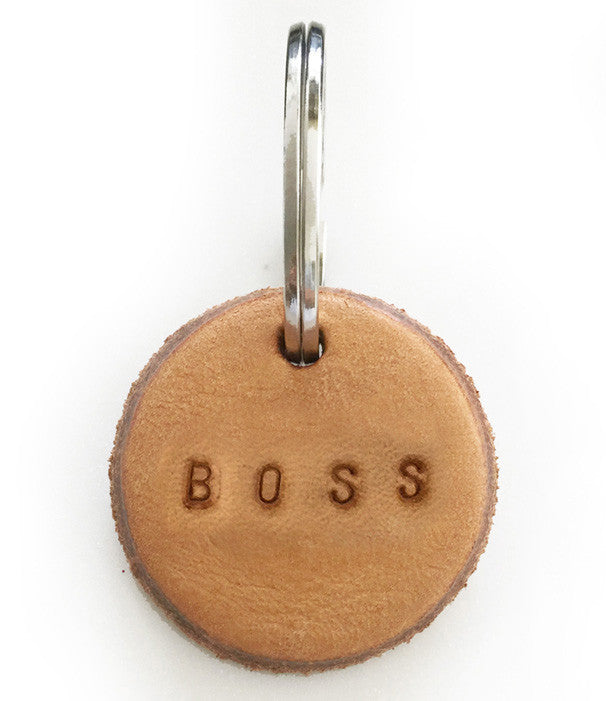 Tan Leather Postcode Key Ring (BOSS) • LAST ONE