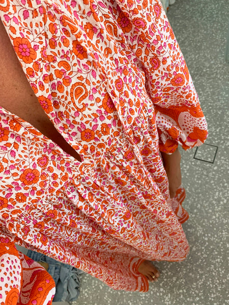 Chowchilla Vintage ARKIE Dress (Long) • "Tangerine" • LAST ONE (Size XS)