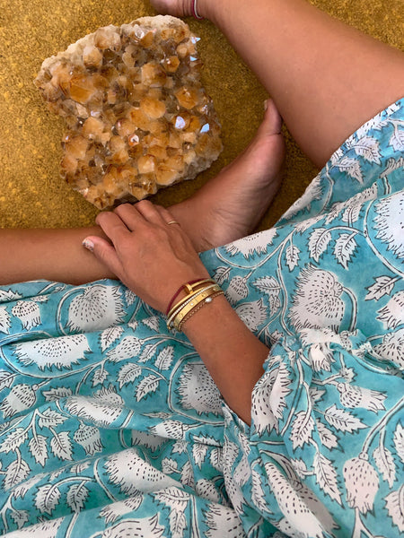Chowchilla Vintage ARKIE Dress (Long) • "Aqua Vine"