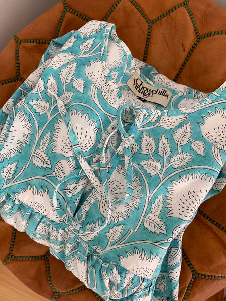 Chowchilla Vintage ARKIE Dress (Long) • "Aqua Vine"