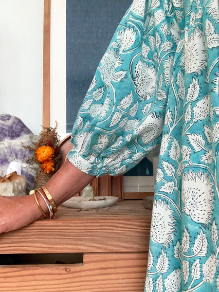Chowchilla Vintage ARKIE Dress (Long) • "Aqua Vine"