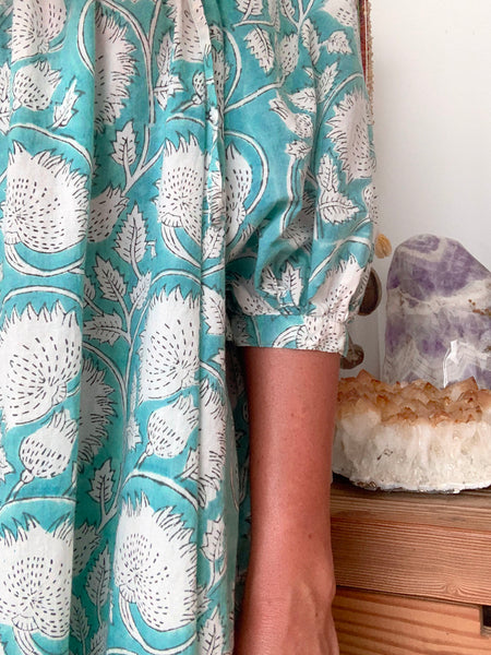 Chowchilla Vintage ARKIE Dress (Long) • "Aqua Vine"