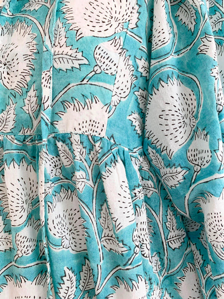 Chowchilla Vintage ARKIE Dress (Long) • "Aqua Vine"