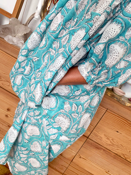 Chowchilla Vintage ARKIE Dress (Long) • "Aqua Vine"