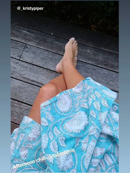 Chowchilla Vintage ARKIE Dress (Long) • "Aqua Vine"