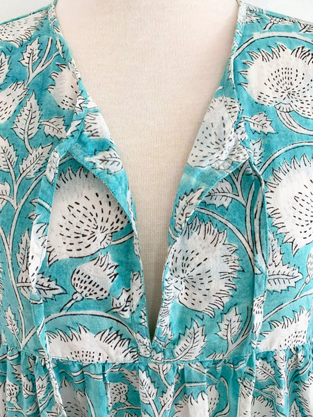 Chowchilla Vintage ARKIE Dress (Long) • "Aqua Vine"