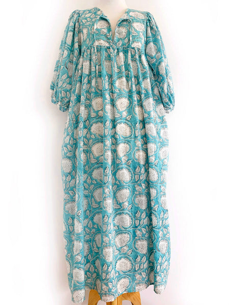 Chowchilla Vintage ARKIE Dress (Long) • "Aqua Vine"