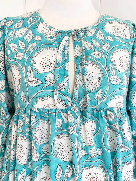 Chowchilla Vintage ARKIE Dress (Long) • "Aqua Vine"
