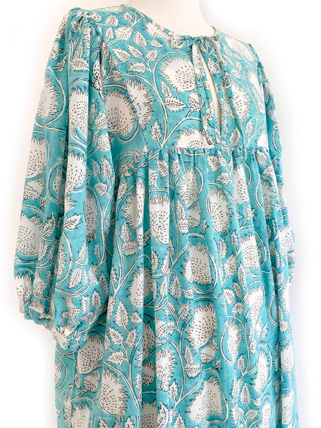 Chowchilla Vintage ARKIE Dress (Long) • "Aqua Vine"