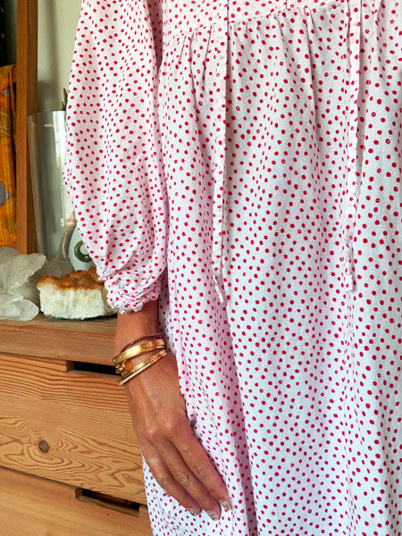 Chowchilla Vintage ARKIE Dress (Long) • "Spotty Dotty Red"