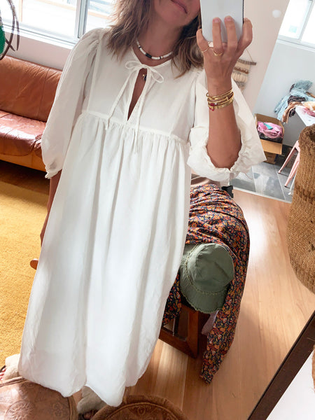 Chowchilla Vintage ARKIE Dress (Long) • "White Cotton Voile"