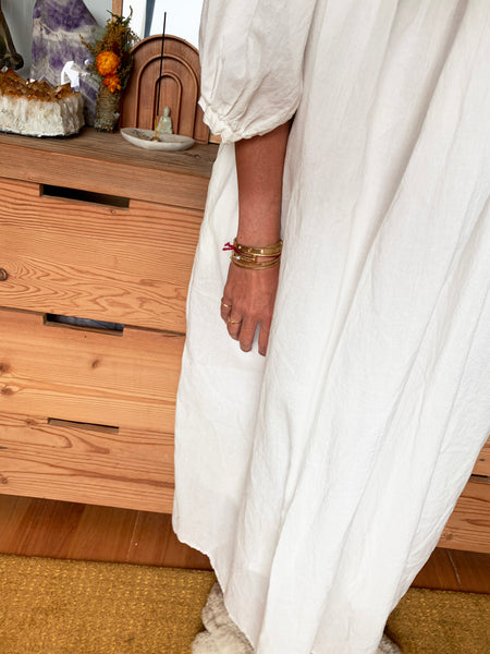 Chowchilla Vintage ARKIE Dress (Long) • "White Cotton Voile"