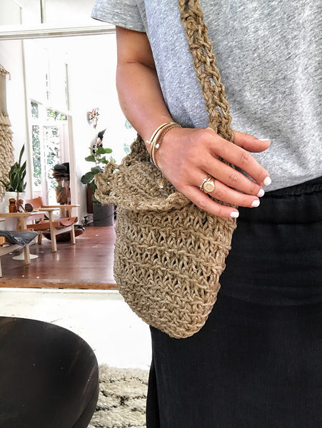 Crocheted Jute Shoulder Bag (Natural)