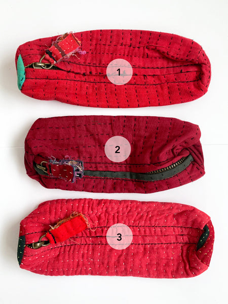 Indian Kantha Fabric Zip Pouch
