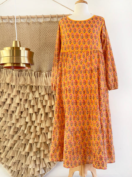 Chowchilla Vintage Tiered Prairie Dress "Amber" • LAST ONE (Size L)