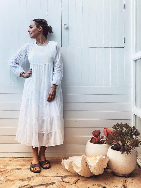 Chowchilla Vintage PRAIRIE Dress • "Chalk" • LAST ONE (Size M)