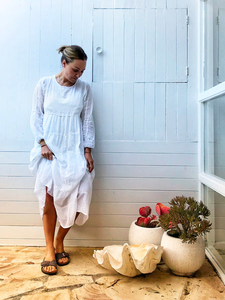 Chowchilla Vintage PRAIRIE Dress • "Chalk" • LAST ONE (Size M)