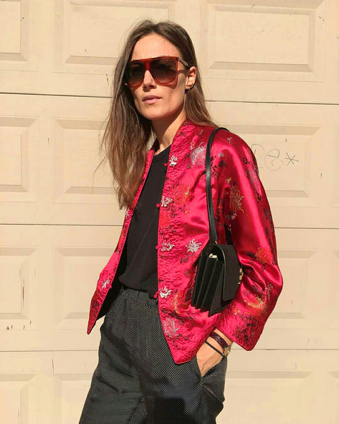 Pre-Loved 1960s Reversible Satin Brocade Jacket • (Size S/M)