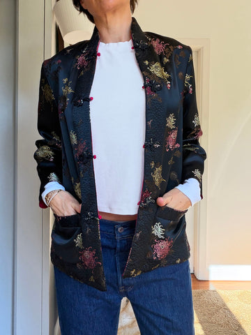 Pre-Loved 1960s Reversible Satin Brocade Jacket • (Size S/M)