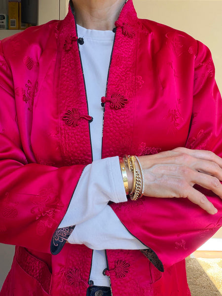 1960s Reversible Satin Brocade Jacket • (Size S/M)