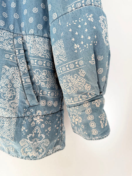 Quilted Cotton Bandana Print Chambray Jacket • (Size 12)