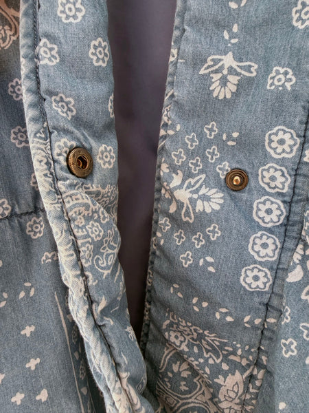 Quilted Cotton Bandana Print Chambray Jacket • (Size 12)