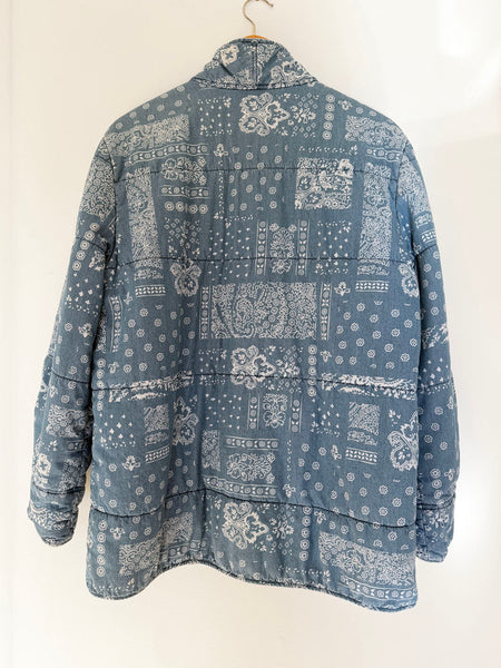 Quilted Cotton Bandana Print Chambray Jacket • (Size 12)