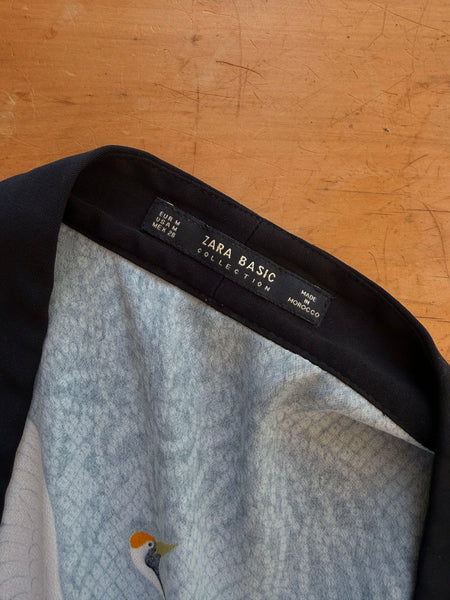 Blue-Grey Oriental Cranes Duster/Kimono Coat • (Size M)