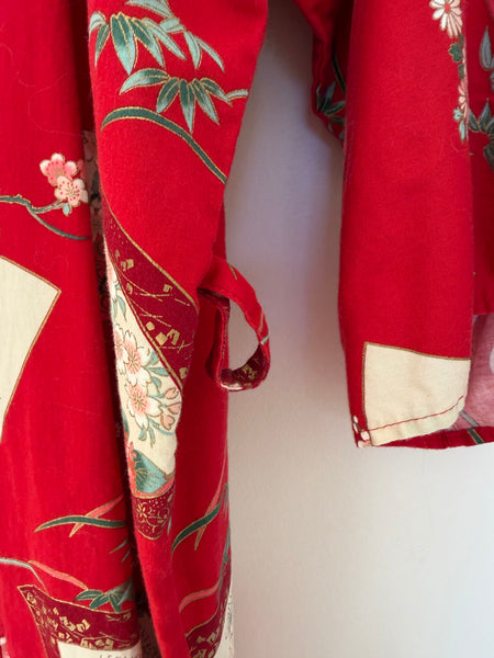 Vintage Red Japanese Cotton Kimono • (Size S/M)