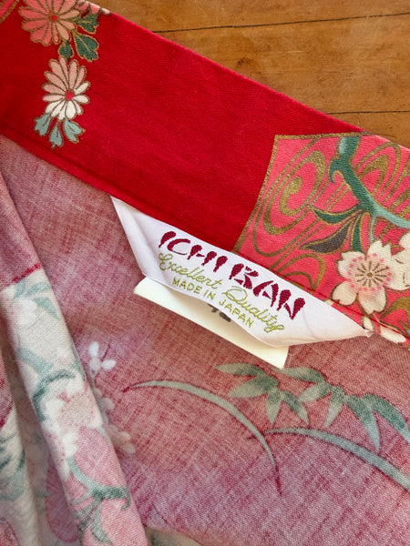 Vintage Red Japanese Cotton Kimono • (Size S/M)