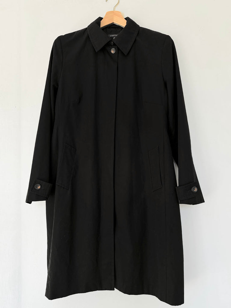 Classic Black Cotton Trench Coat • (Size 18)