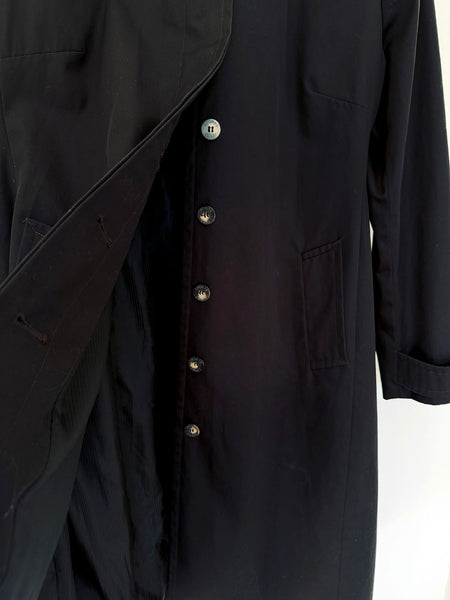 Classic Black Cotton Trench Coat • (Size 18)