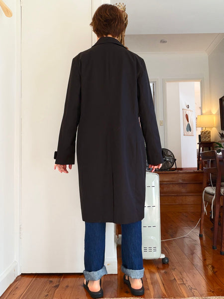 Classic Black Cotton Trench Coat • (Size 18)