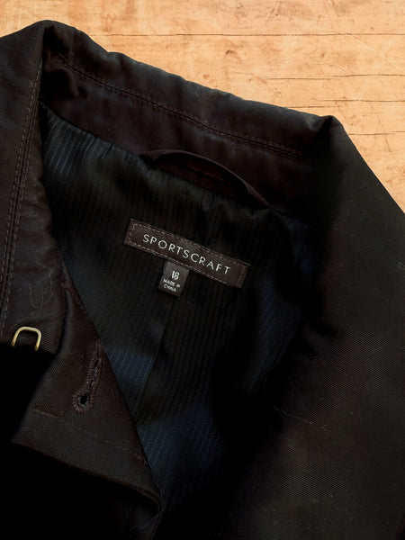 Classic Black Cotton Trench Coat • (Size 18)