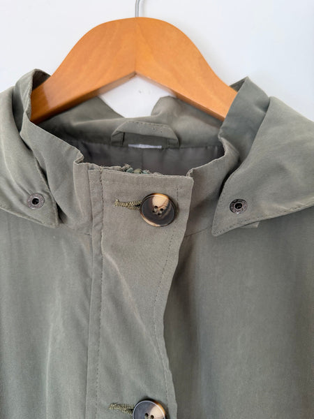 Khaki Hooded Lightweight Trench Coat • (Size 14-16)
