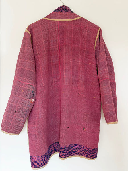 Reversible Indian Cotton Kantha Coat • Free Size