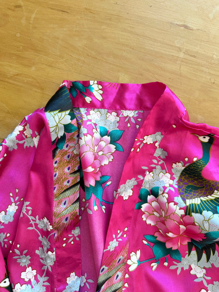 Pre-Loved Silky Fuchsia Kimono • Free Size