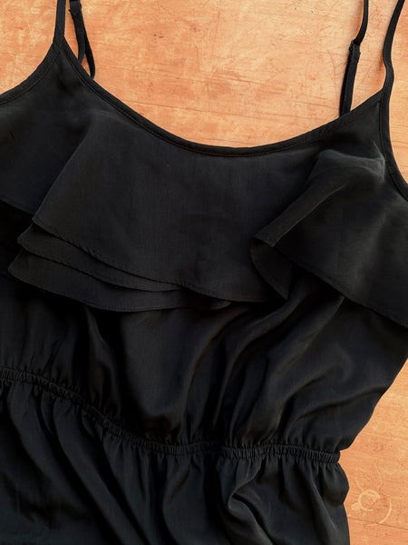 Pre-Loved Ruffle Black Maxi Dress • Size 10
