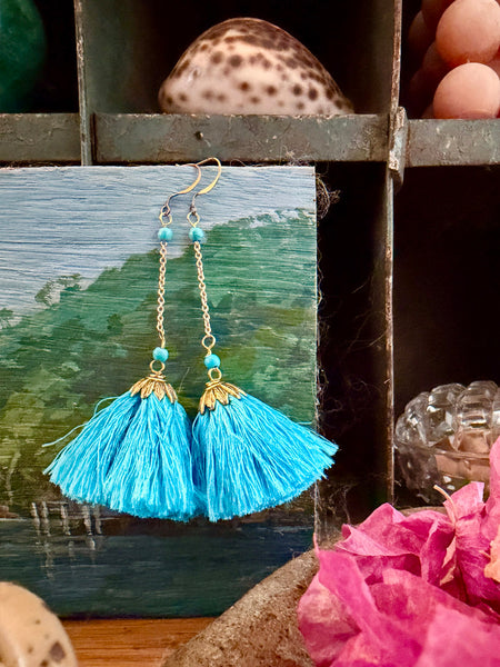 Babylon Tassel Earrings (Aqua)