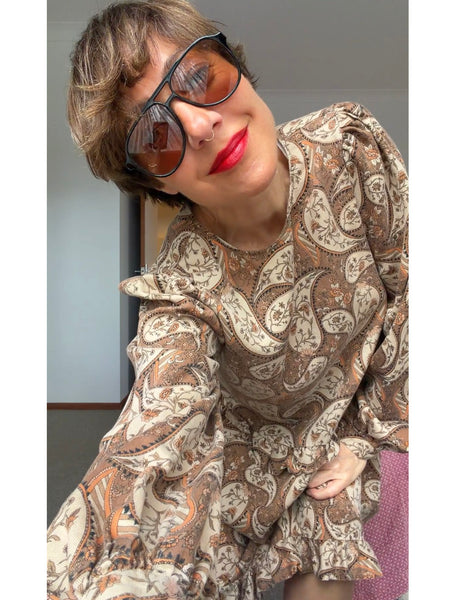 Pre-Loved SEED Linen Blend Paisley Dress • Size 12