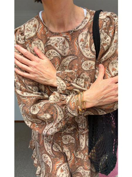 Pre-Loved SEED Linen Blend Paisley Dress • Size 12