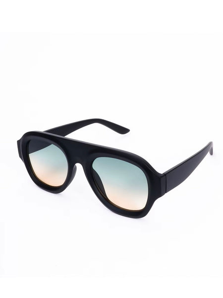Aviator Style Acetate Sunglasses (Matte Black) • NEW