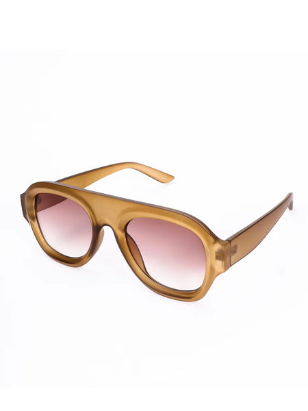 Aviator Style Acetate Sunglasses (Matte Honey) • NEW