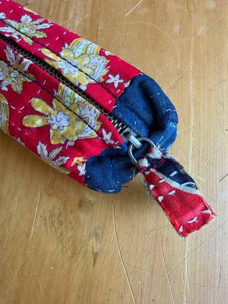 Indian Kantha Fabric Zip Pouch