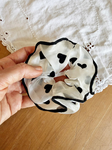 Anti-Breakage Satin HAIR SCRUNCHIE • (Hearts) • NEW